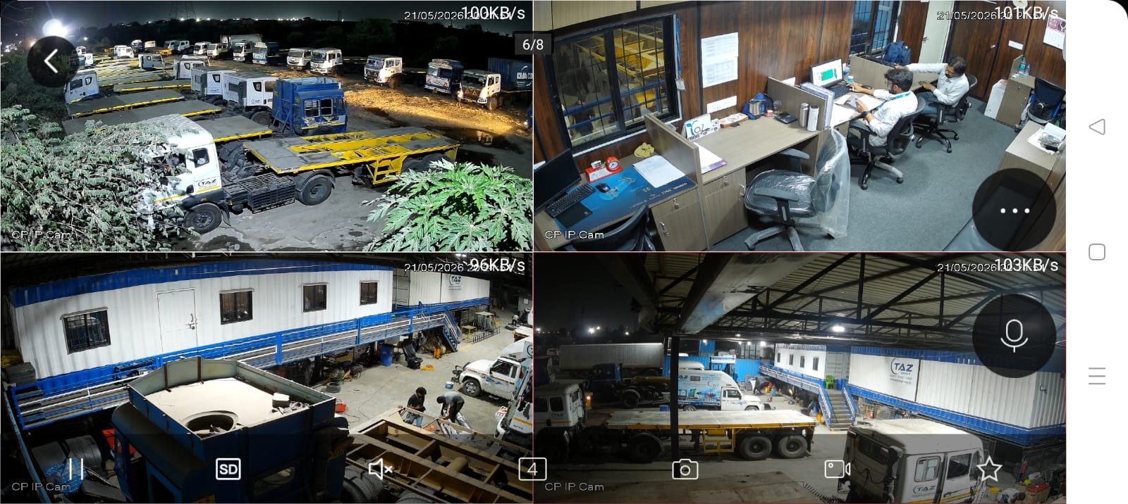 TAZ Transports CCTV — yard, office and workshop views